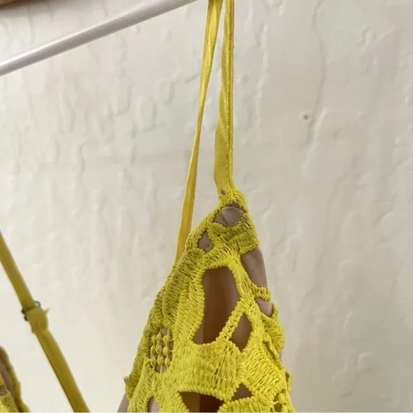 Lovers and Friends Above Knee Bellini Neon Yellow Lace Eyelet Small - Picture 4 of 14